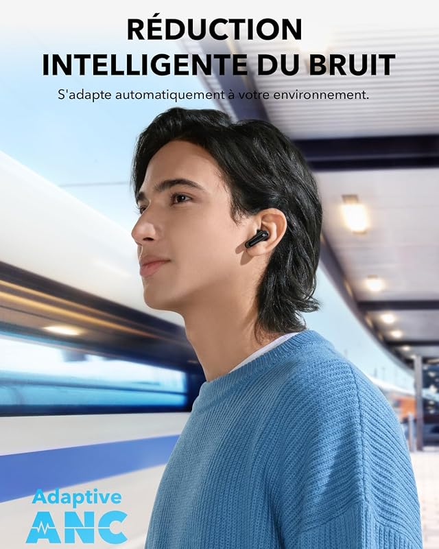 Fones de ouvido bluetooth sem fio anker soundcore p40i com cancelamento de ruído adaptativo, graves profundos, 60 horas, suporte para telefone, ipx5, carregamento sem fio, bluetooth 5.3