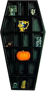 Gute Curio Coffin Shelf Spooky Gothic Decor for Bathroom, Living Room or Bedroom- Black, 14 Inches Tall by 7 Inches Wide 4 Inches Deep