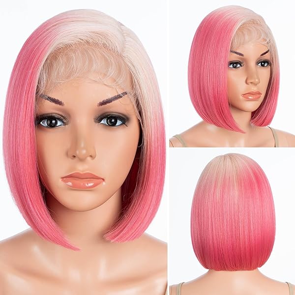 Amazon.com : DÉBUT Short Bob Wigs Light Pink to Peach Side