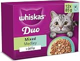 Whiskas Duo Adult Wet Cat Food in Jelly 12x85g Mixed Medley Pack of 4