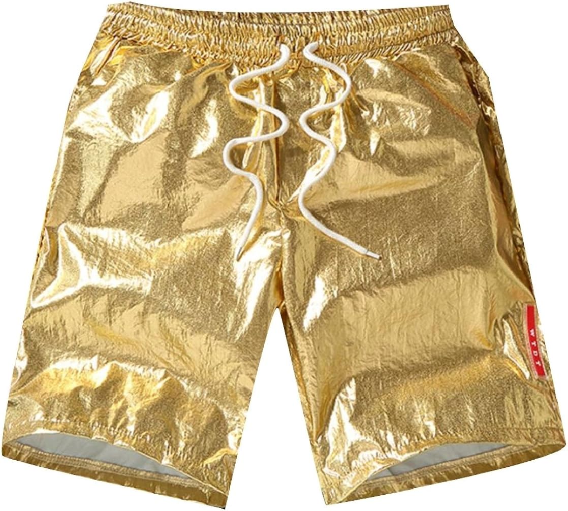 mens metallic gold shorts