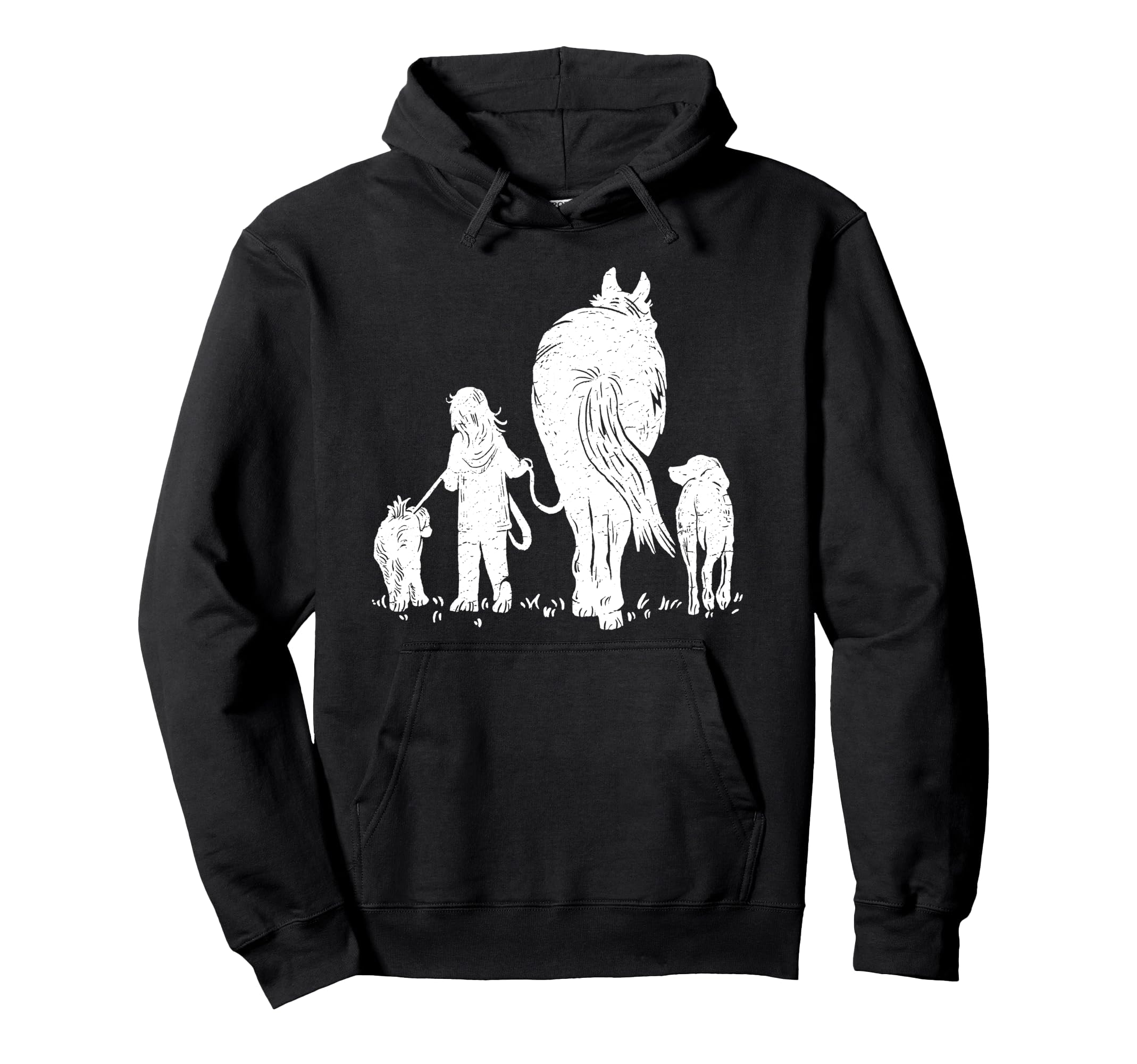 Girl with Horse and Dog Pullover Hoodie