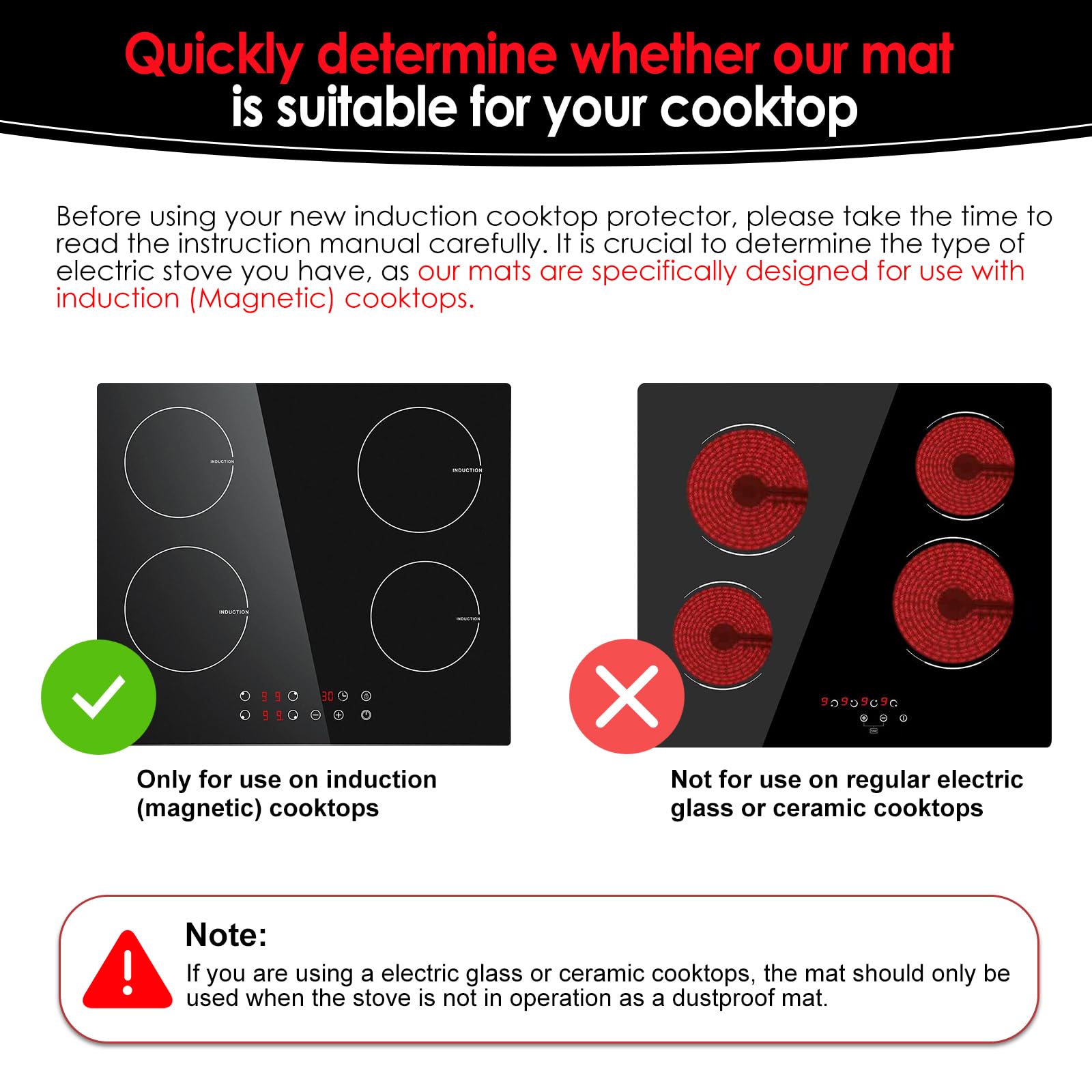 Large Induction Cooktop Protector Mat, (Magnetic) Food Grade Electric Stove Burner Covers Anti-strike&Anti-scratch as Glass Top Stove Cover,Silicone Induction Cooktop Mat for Electric Stove Top