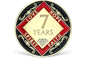 LREQASOR 7 Year NA Medallion Seven Year Recovery Chip for NA AA 12 Step Narcotics Anonymous Coin Anniversary Token Clean and Sober Gifts for Men Women Celebrating Sobriety and Addiction Recovery