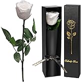Yamonic Preserved Flowers Rose Gifts for Delivery Prime, Mothers Day Rose Flowers Gifts for Mom, Single Real Flower Birthday Gifts for Her, Women, Grandma, Wife,Girlfriend Gifts for Anniversary(White)
