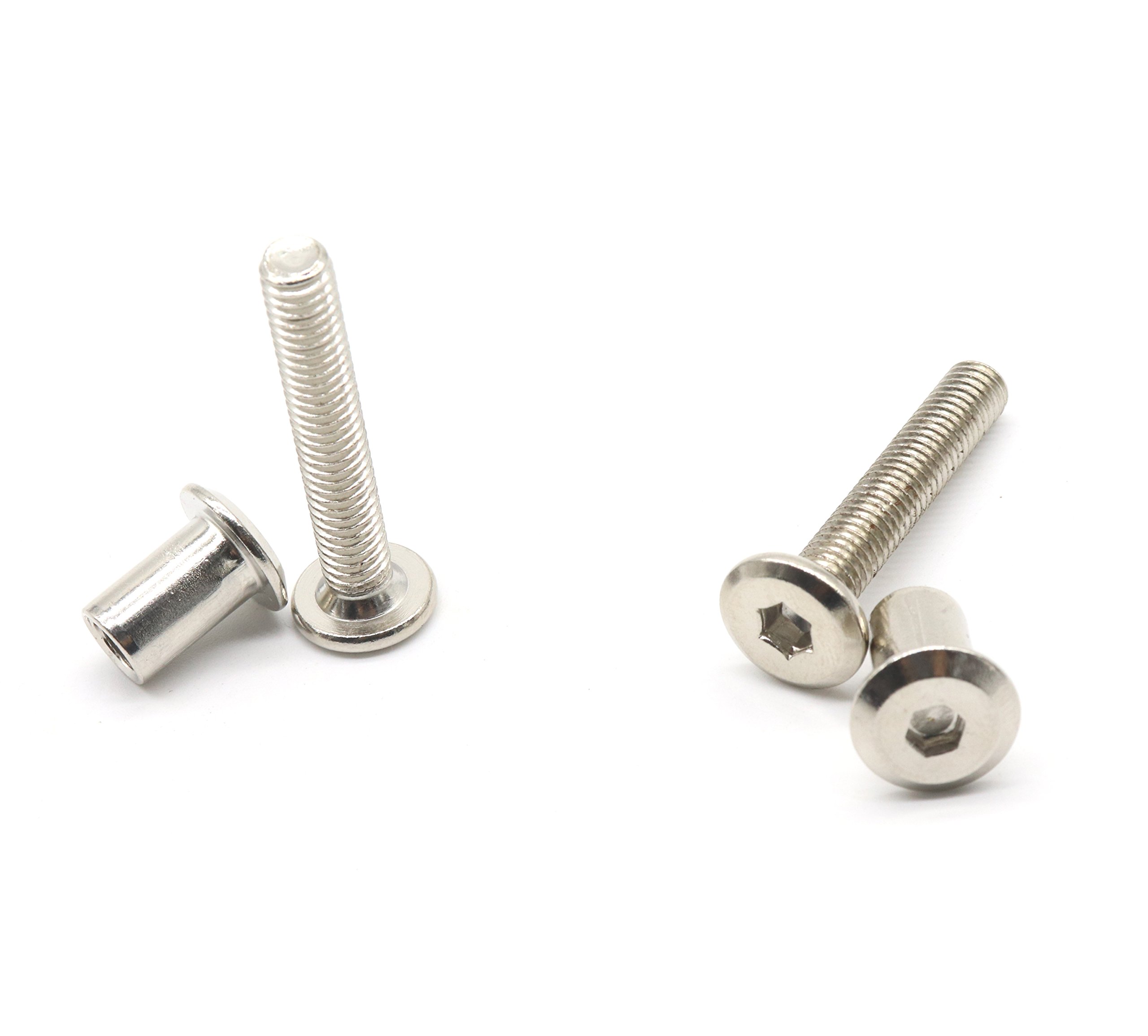 binifiMux 10-Pack M6-1.0 x 35mm Rivet Countersunk Hex Head Socket Cap Bolt and Barrel Nut for Furniture