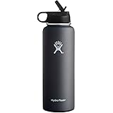 Hydro Flask Vacuum Insulated Stainless Steel Water Bottle, Wide Mouth w/Straw Lid