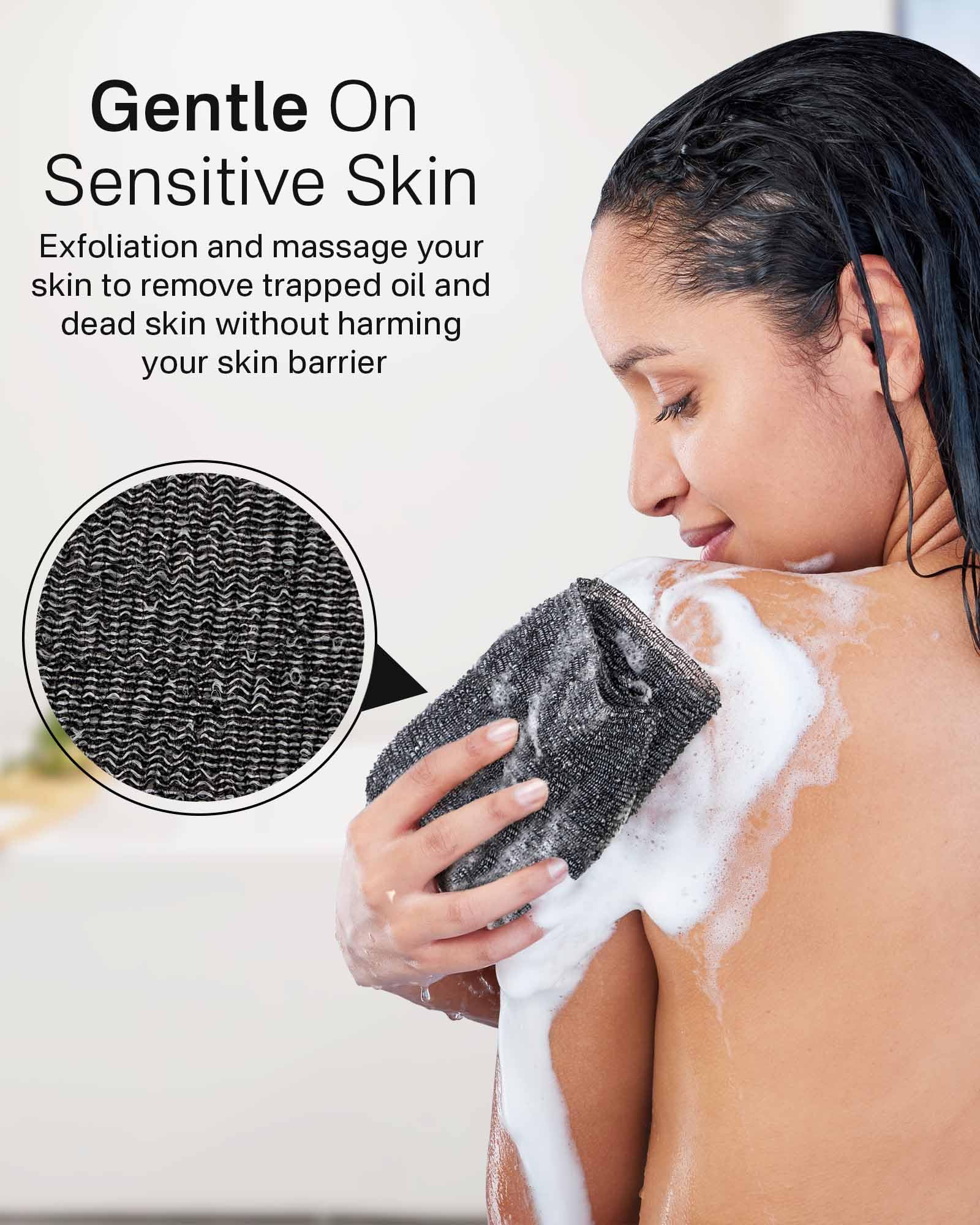Yiclick 2 Pack Exfoliating Washcloth Towel - Body Scrubber Exfoliator, Loofah Sponge, Korean & Japanse & African Net Sponge Rag - Back Scrubber Washer for Use in Shower Bath