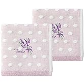 YiLUOMO Polka Dot Hand Towel Set of 2 Lavender Embroidered 100% Cotton Super Soft Highly Absorbent Valentines Day Gifts Decorative Hand Towels for Bathroom(13x 29 Inch, Lavender & White)