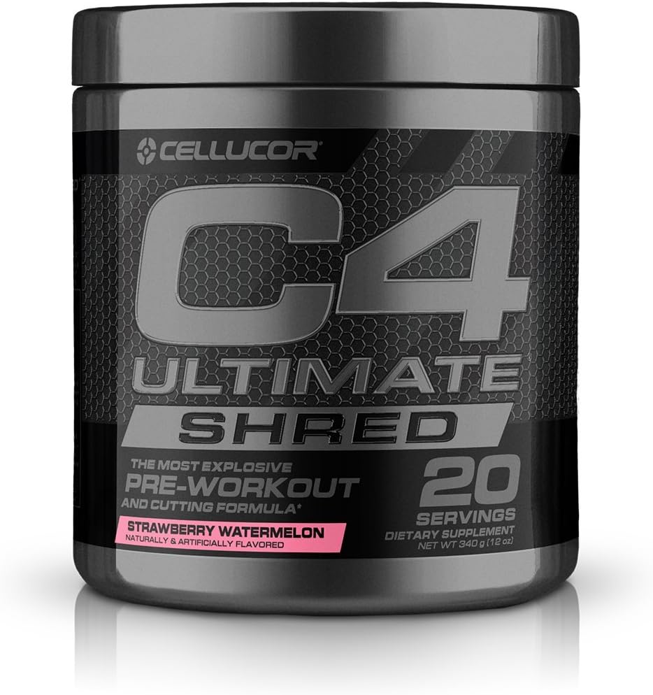 Cellucor C4 Ultimate Shred Pre Workout Powder, Fat Burner for Men & Women, Weight Loss Supplement with Ginger Root Extract, Icy Blue Razz, 20 Servings: Health & Personal Care