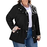Bloggerlove Rain Jacket Women Plus Size Long Raincoat with Hood Waterproof Outdoor Trench Coat