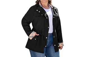 Bloggerlove Rain Jacket Women Plus Size Long Raincoat with Hood Waterproof Outdoor Trench Coat