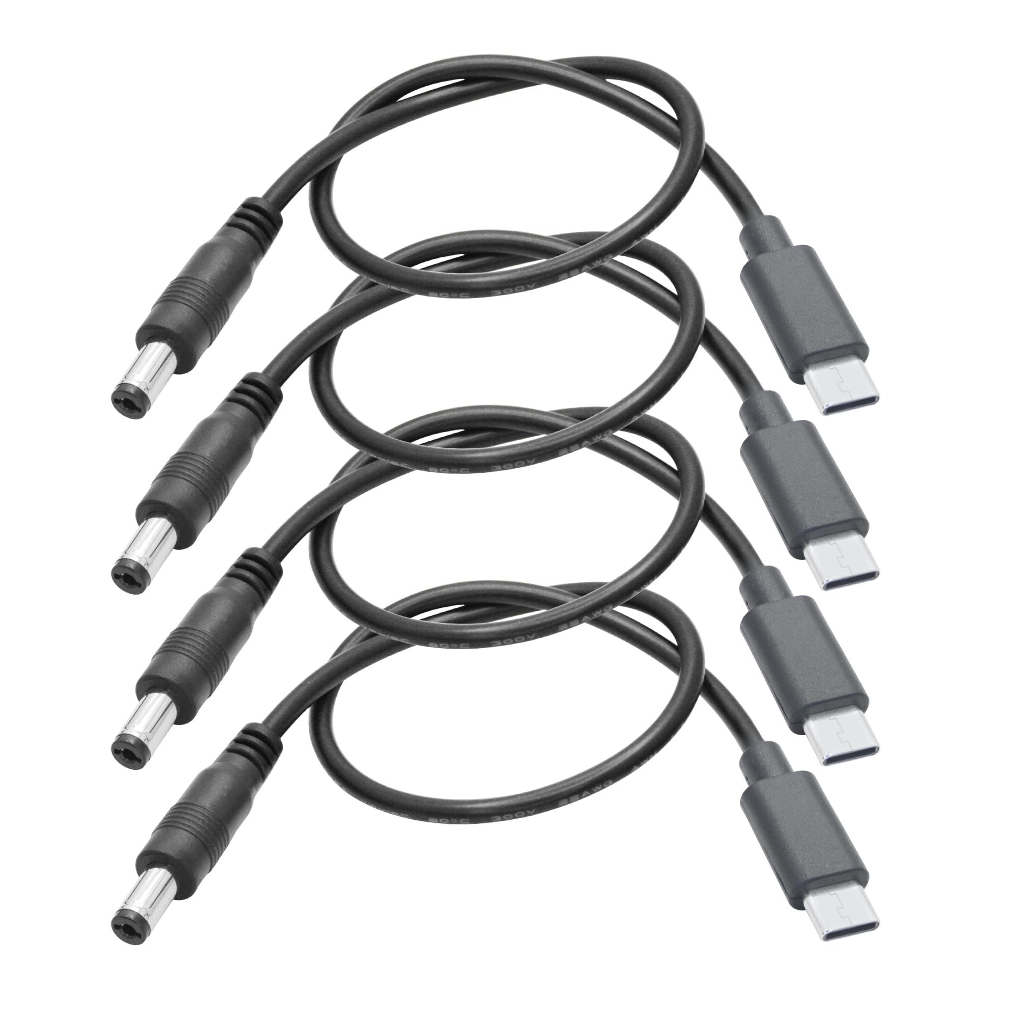 Photo 1 of 4Pcs DC 5.5mm x 2.1mm to USB C Power Cable 1FT, DC 5521 Male to USB Type C Male Plug 5V 3A Power Charging Extension Cord, for LED Desk Lamp, Small Fan Etc Other USB Type C Equipment