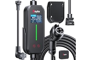 Raylix 16A Level 1 2 EV Charger, 110V-240V Electric Car Charger with 21ft Cable, Adjustable Current and Delay Charging Portable EV Chargers, for All SAE J1772 Nema 6-20/5-15 Plug Accessories