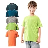 WHITE PEAK TRADING COMPANY 5 Pack Youth Quick-Drying T-Shirt Moisture Wicking Athletic Short Sleeve Tees for Boys & Girls