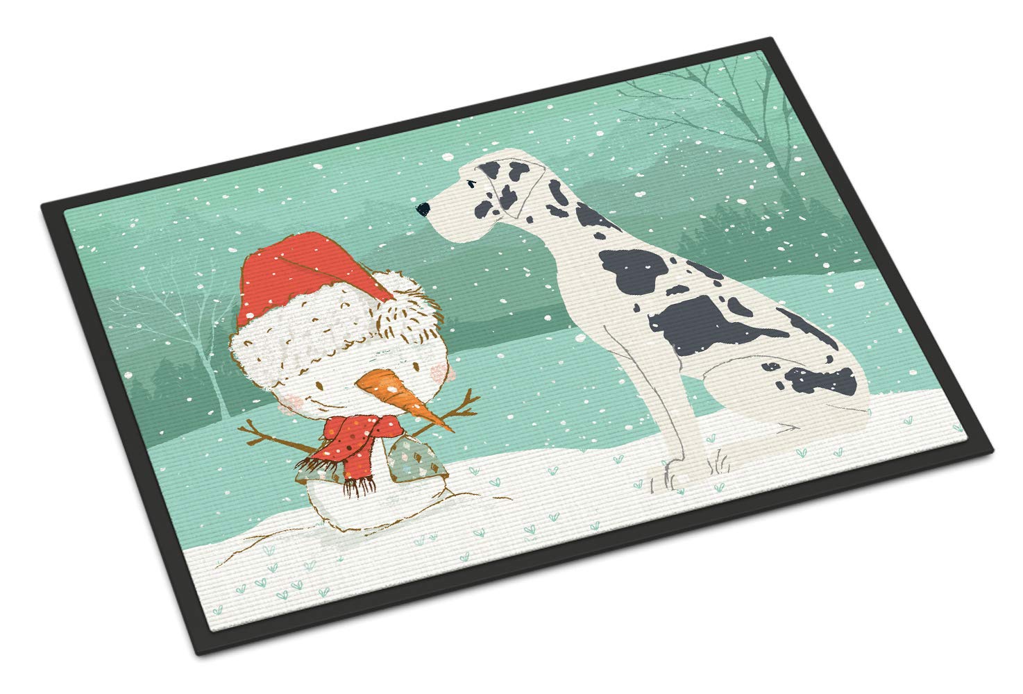 Caroline's Treasures CK2042MAT Harlequin Great Dane Snowman Christmas Indoor or Outdoor Mat 18x27, 27" L x 18" W, Multicolor