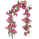CITYES Artificial Bougainvillea Flowers Garland Silk Bougainvillea Vines UV Resistant Realistic Faux Hanging Flowers Plants for Outdoor Outside Summer Decor Porch Patio Balcony Yard Wall Rose Red