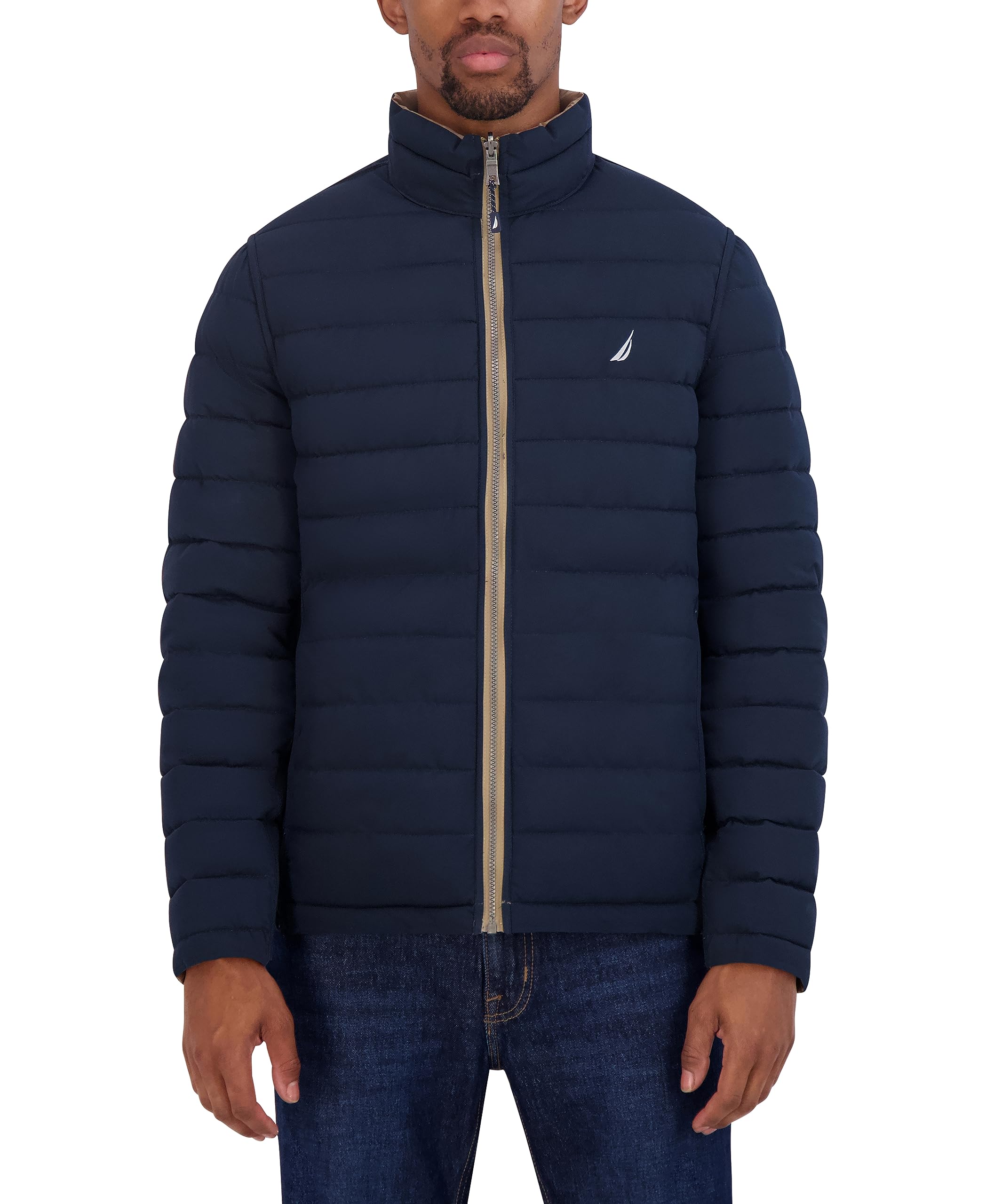 Mens Puffer Jackets Nautica Men's Stretch Reversible Midweight