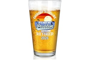 Futtumy Retirement Gifts for Men 2026, Every Sip Tastes Like It's Not My Problem Anymore Retired 2026 Beer Glass for Men, Fun