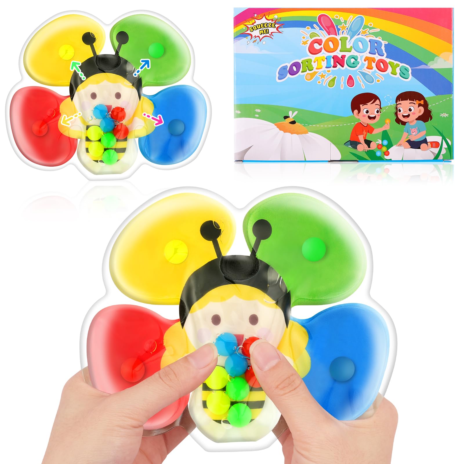 Ainiv Color Sorting Toys Sensory Toys for Toddlers, Color Matching Educational Toy for Autism & Fine Motor Skills, Montessori Math Skills Games Toy for Kids Boys Girls Ages 3 +, Bee