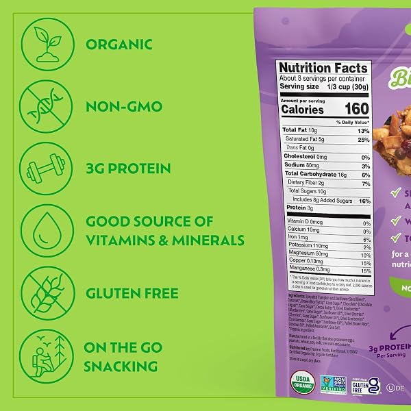 GO RAW CHERRY BERRY CHOCOLATE CHUNK SNACKING GRANOLA, 8OZ POUCH