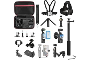 BRDRC 22 in 1 Pocket 3 Accessories Kit, Including Hard Case, Suction Car Mount, Tripod, Magnetic, Desktop Base, Selfie Stick, Chest Head Strap, Pocket 3 Phone Holder, Screen Protector, Backpack Clip