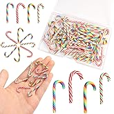 HADDIY Christmas Mini Candy Canes Decorations,60 Pcs Polymer Clay Canes Miniature Fake Candy Charms for Christmas Craft and Embellishments-No Hole
