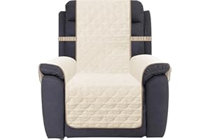CHHKON Waterproof Nonslip Recliner Cover Stay in Place Dog Couch Chair Cover Furniture Protector Ideal Sofa Slipcovers for Pets and Kids (Ivory, 23'')