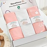3 Pack Soft Strecthy Bassinet Sheets - 35"x20" Bedside Bassinet Sheets for for Newton, Ezebaby, AMKE(3 in 1) & Other Large Bedside Sleeper | Breathable & Skin Friendly Bassinet Fitted Sheets for Girls