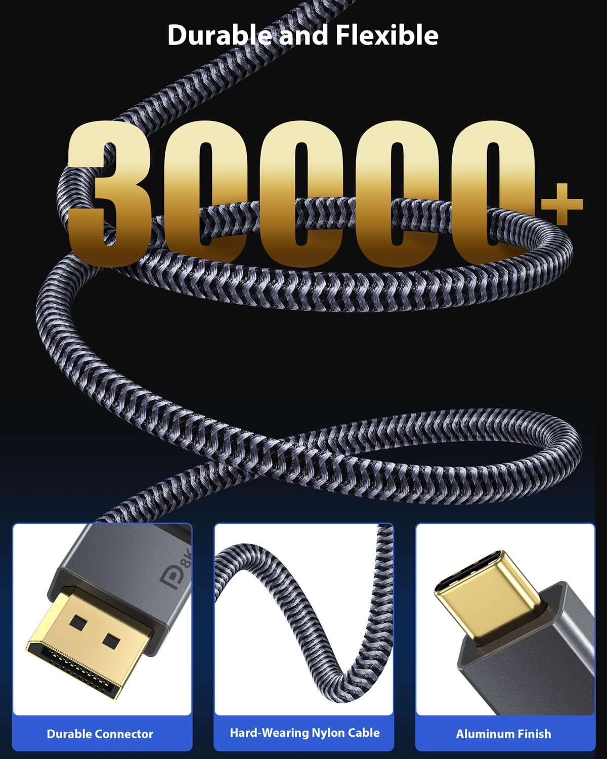 Maxonar USB C to DisplayPort VESA Certified, 8K 60Hz Non-Bidirectional Type C to DP Cable 6.6FT/2M(4K 60Hz 144Hz 120Hz) 32.4Gbps 1.4 HBR3 Alt Mode Video Adapter for iM1 MacBook Pro Mac mini, XPS 15