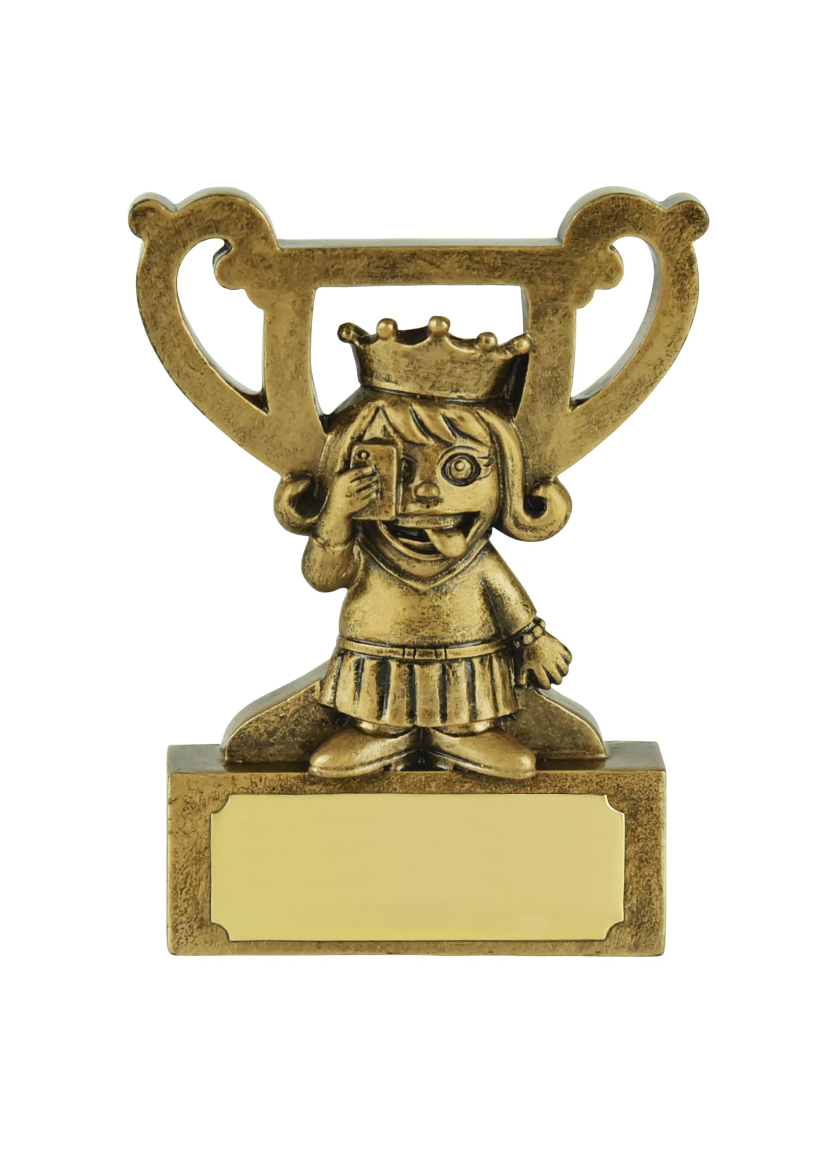 SilverTrophy: Selfie Queen Gold Mini Cup - Famous Crown Pose Love Yourself Gift for Self-Esteem, Positivity, Party, Emoji, Kids, Social Media Fashion Icon Prize Award