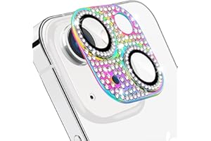 Hsefo for iPhone 14 and iPhone 14 Plus Camera Lens Protector, Bling 3D Rhinestone Sparkle Diamond 9H Tempered Glass Camera Cover Anti Scratch Shockproof Lens Screen Full Protective Cover, Colorful