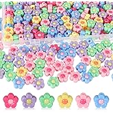 BENOSPACE 200Pcs Large Size Acrylic Flower Beads Five Petal Flower Charms Multicolor Floral Spacer Beads for Jewelry Making Handmade Craft Supplies Accessories DIY Necklace Keychain Bracelet Lanyard