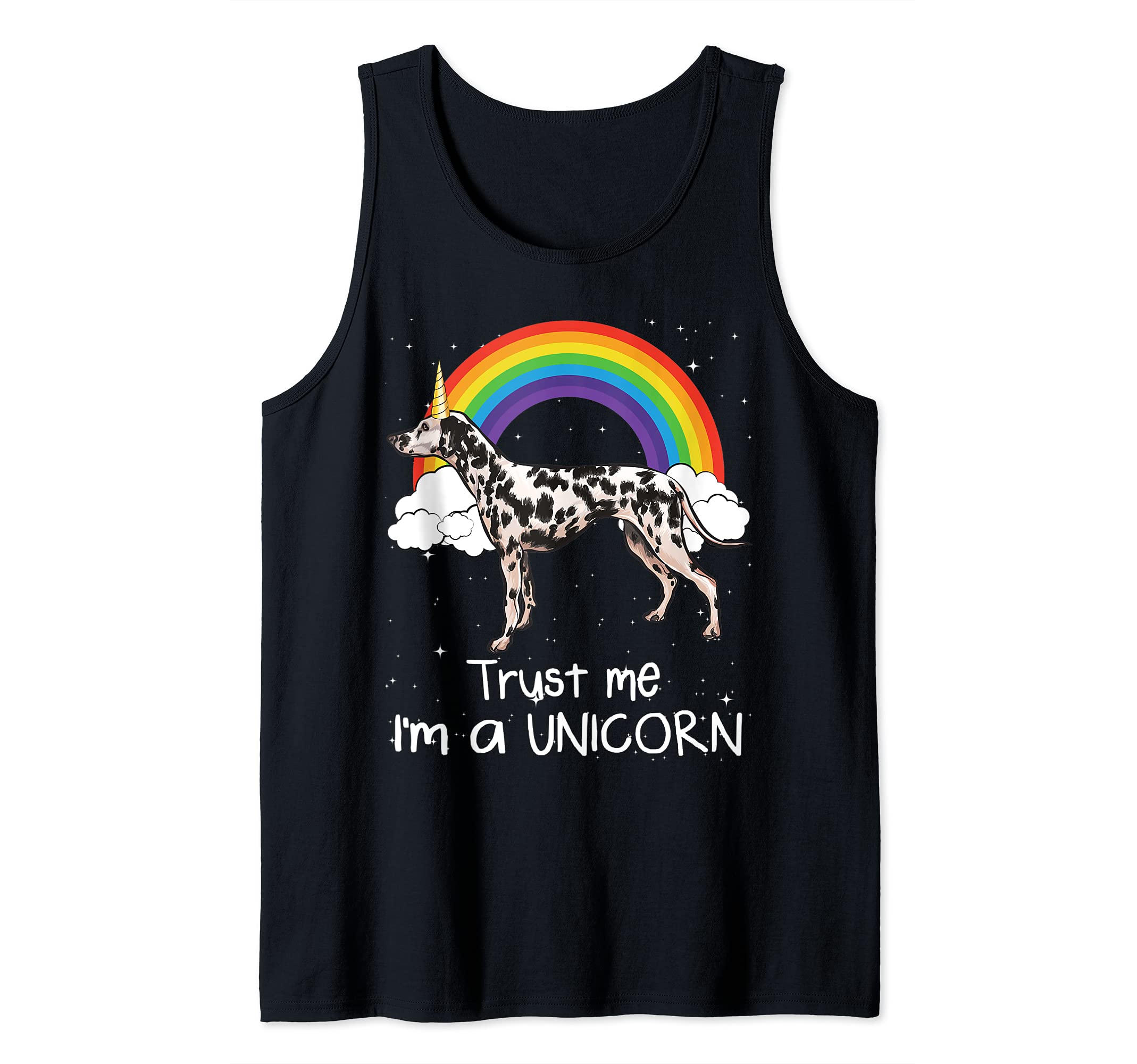 Rainbow Dalmatian Trust Me I'm A Unicorn Dog Tank Top
