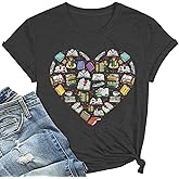 Bookish Gifts for Women Reading Shirts for Women I Love Books Tshirt Book Lovers Graphic Tee Tops