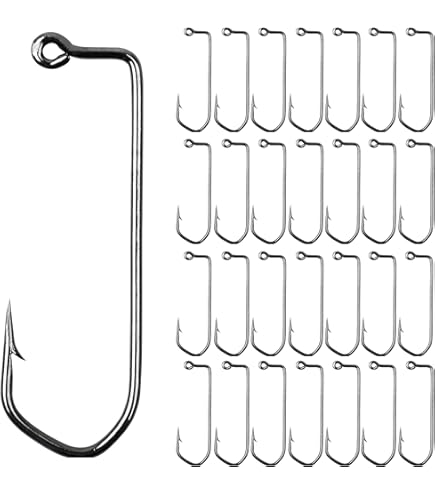100 Hameçons Jig Acier Carbone - Barbelés - Tailles 1/0 à 6/0 - Pêche