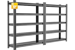 Hzdbhd 2 Set Garage Shelving Unit 72" H3000bls Heavy Duty Storage Shelves Easy Assembly 5 Tier Adjustable Metal Steel Utility Shelf Rack