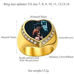 FindChic Customized Heart Signet Rings with Photo