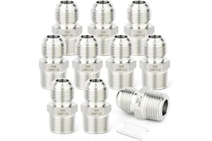TAISHER 5PCS Forging of 304 Stainless Steel Tube Flare Fittings, 1/4" Male Flare x 1/4" NPT Male, Half Union