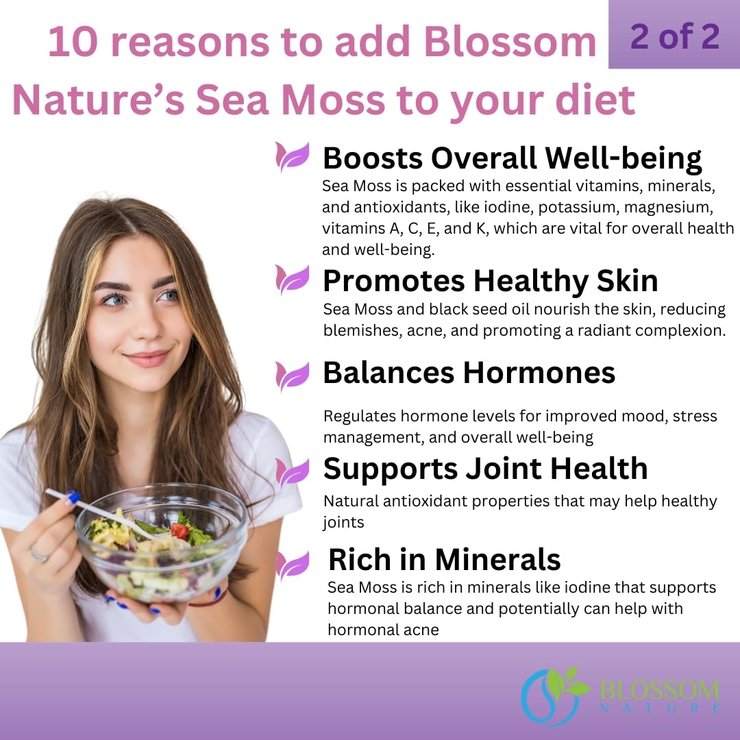 10-in 1 Irish Sea Moss Gummies 3000mg with Black Seed Oil Ashwagandha Bladderwrack Burdock Turmeric Apple Cider Vinegar Manuka Honey Dandelion - for Immune and Digestive System, Made in US