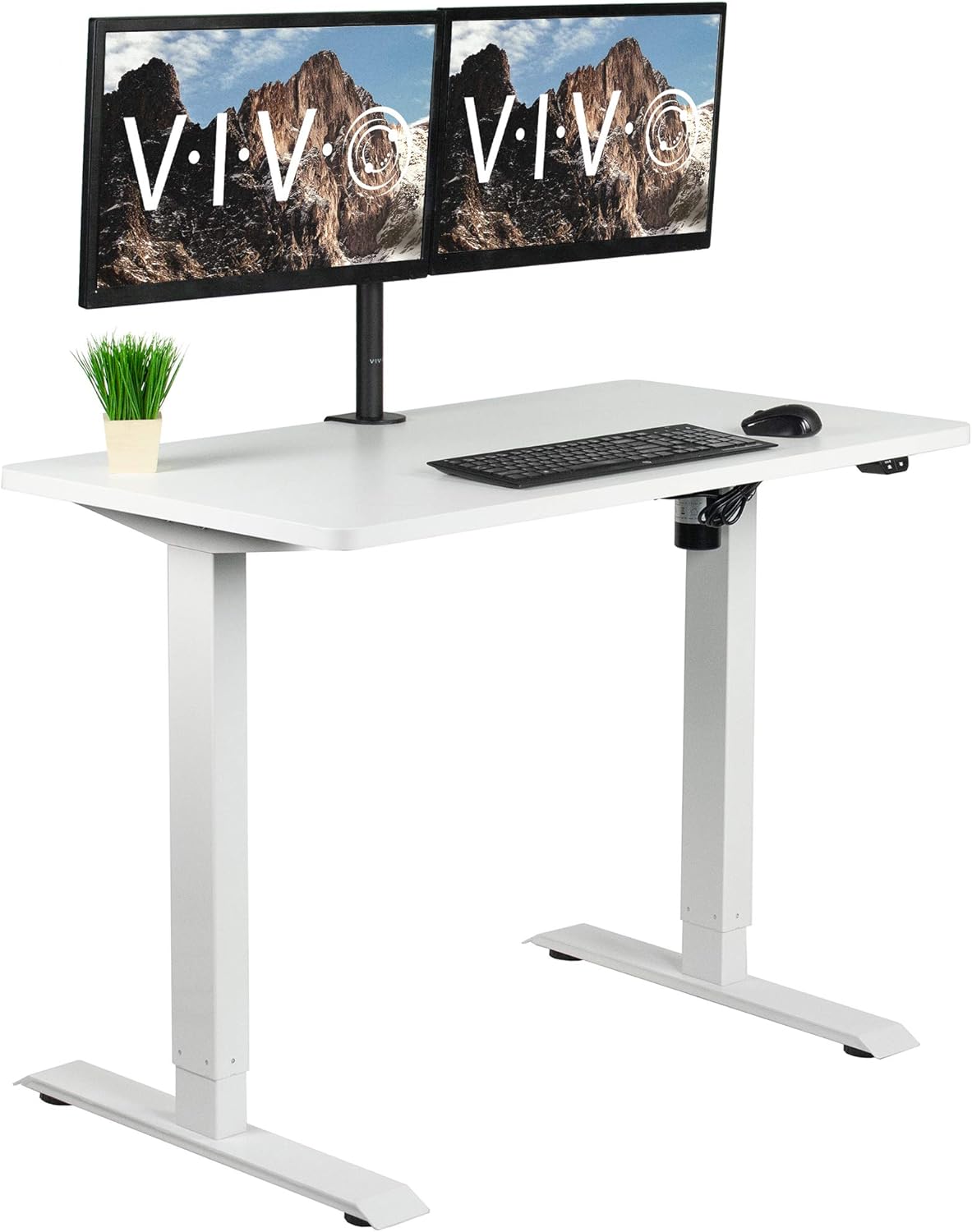 best standing desks on amazon on Amazon Com Vivo Electric Height Adjustable 43 X 24 Inch Stand Up Desk White Solid One Piece Table Top White Frame Standing Workstation Home Office Furniture Sets Desk Kit W04w Kitchen Dining