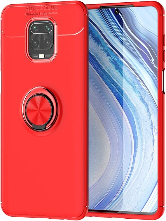 Amazon Com Damondy Redmi Note 9 Pro Case Carbon Fiber 360 Degree Rotating Ring Holder Stand Fit Magnetic Car Mount Kickstand Drop Protection Defender Case For Redmi Note 9 Pro Max Red Electronics