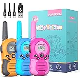 FOREDOM Rechargeable Walkie Talkies for Kids Walkie Talkies Long Range for Boy & Girl Age 3 to 12 Year Old Birthday Toys - 3 Pack