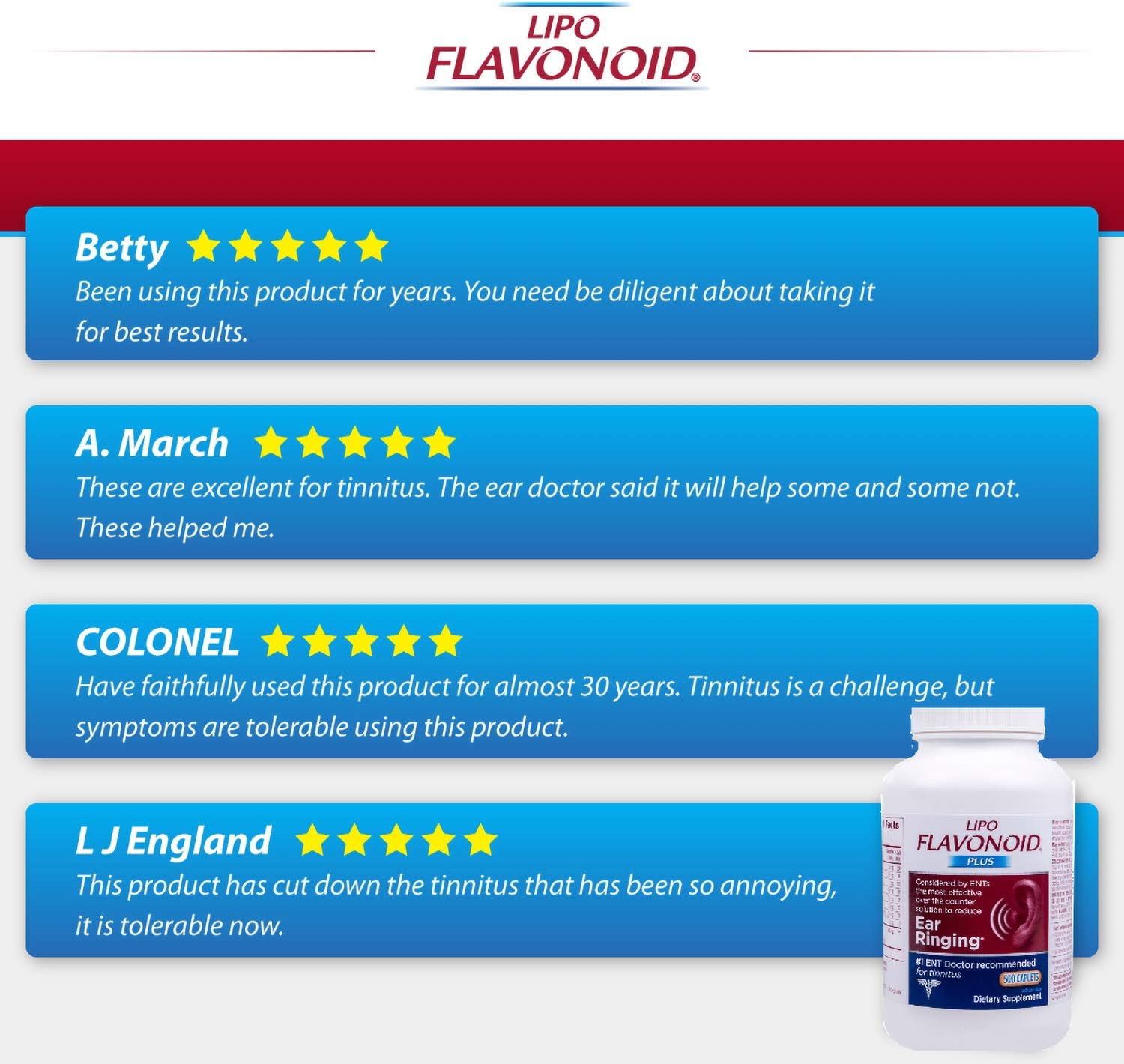 Lipo-Flavonoid Plus Ear Health Supplement | 500 Caplets | #1 ENT Doctor Recommended for Ear Ringing | Most Effective Over the Counter Tinnitus Treatment: Health & Personal Care
