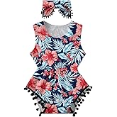 Leapparel Baby Girl Clothes 0-24 Months Floral Sleeveless Newborn Romper Jumpsuit Outfit Set with Headband