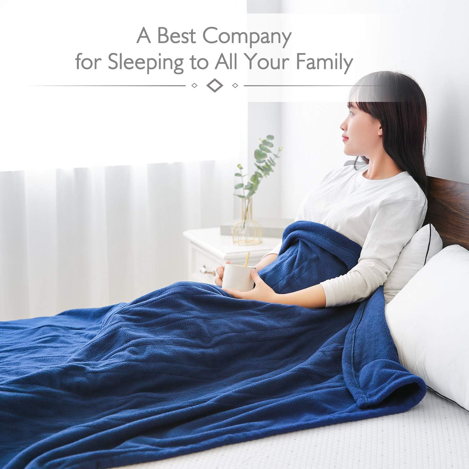 Electric Blanket Heated Throw 50" x 60" Lightweight Cozy Soft Fleece, 4 Temperature Settings Fast-Heating with 3 Hours Auto Off, ETL Certified, Full Body Warming, Machine Washable, Home Office Use: Kitchen & Dining