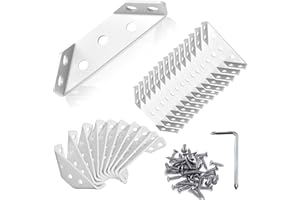 Bigwaves 10-Pack Corner Bracket with Screws,Universal Stainless Steel Furniture Corner Connector, Heavy Duty Triangular Support Angle Brackets for Wood Furniture, Cabinets, Tables, and Chairs