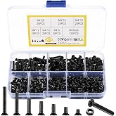 M4 Flat Head Machine Screws and Nuts Kit, 275 Pcs Black Countersunk Head Phillips Screws Bolts Hex Nuts Assortment Kit - M4 x 6mm/ 10mm/ 12mm/ 16mm/ 18mm/ 20mm
