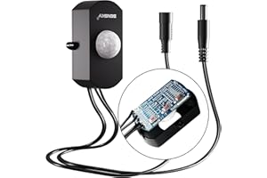 SENSKY BS010BB DC 12V/24V 3A Mini Dimmable Pir Motion Sensor Switch,Occupancy Sensor Switch for Kitchen Cabinet, Pantry, Closet led Lighting (Black-with Light Sensor)