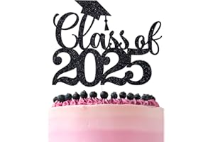 ZACHAKO Black Glitter Class of 2025 Cake Topper, Congrats Grad 2025/Congrats Class of 2025/Congratulations, 2025 Graduation Party Decorations Supplies
